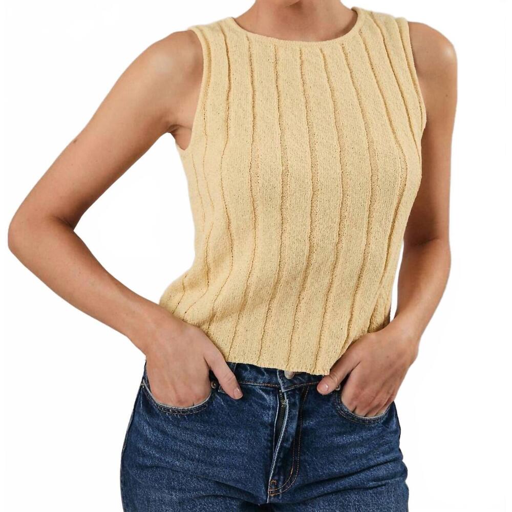 NEW SUNDAY EDITION boat neck sleeveless knit top in butter